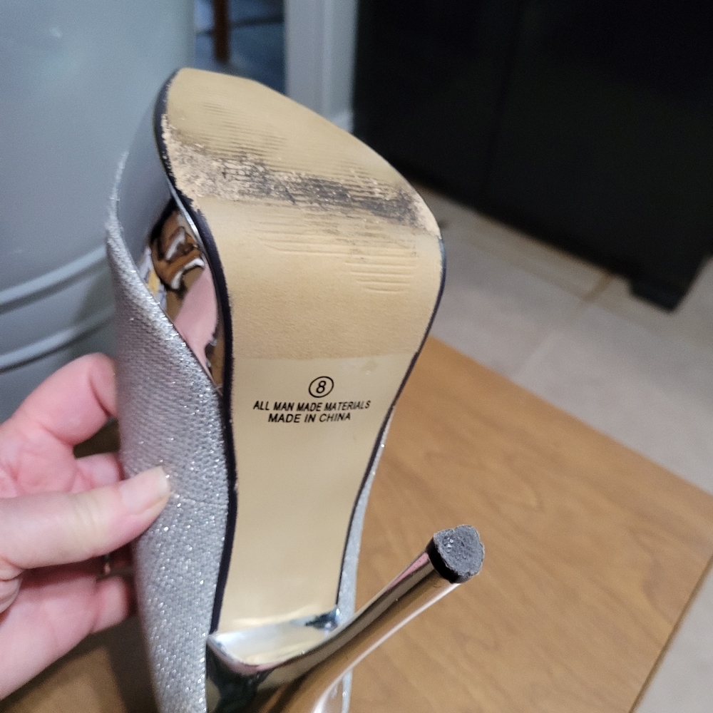 Womens Bertinni Glitter Silver Mirrored Platform High Heels - Picture 5 of 6